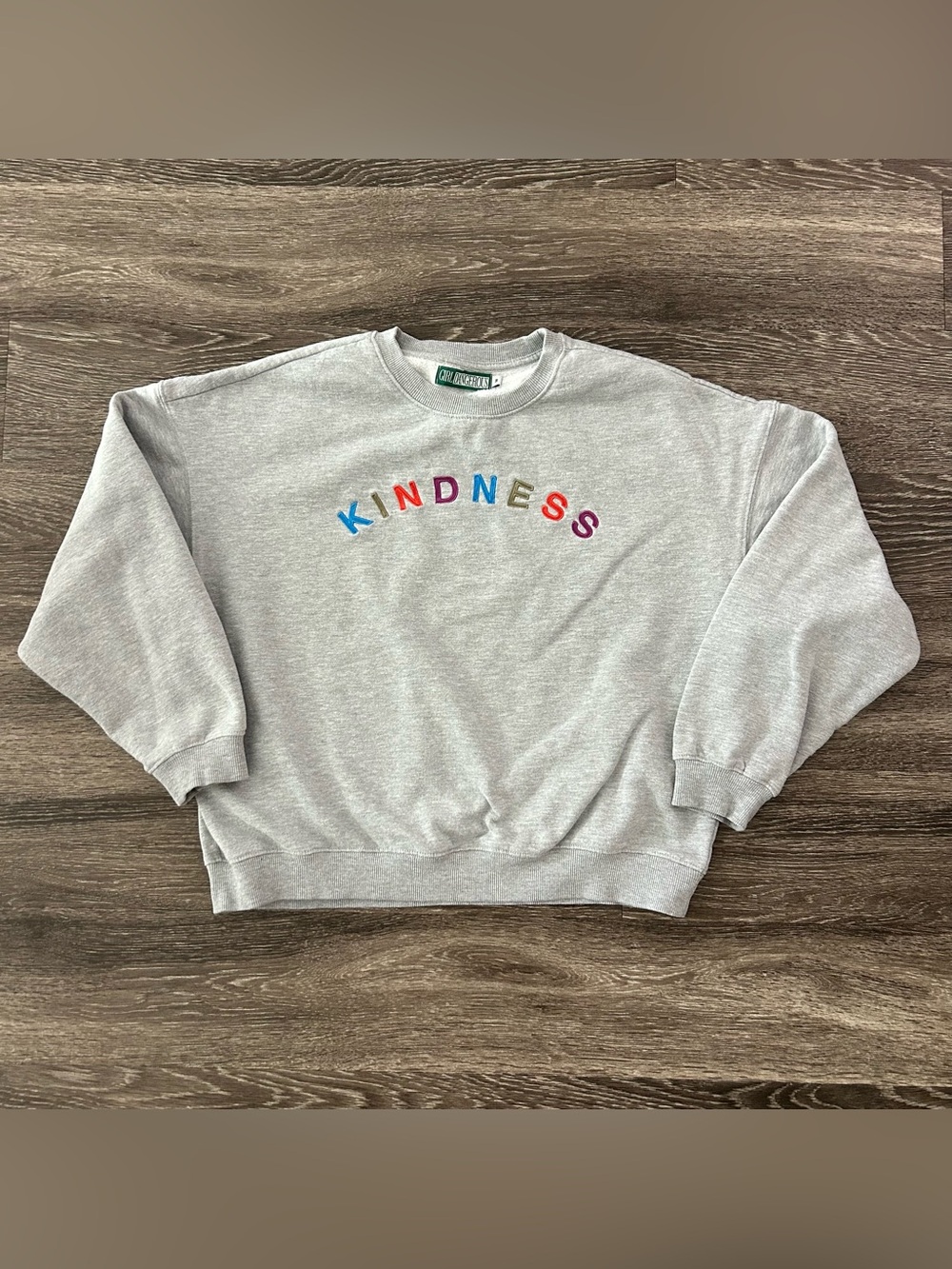 Girl Dangerous Kindness Embroidered Sweatshirt Women’s M Grey Crewneck Pullover